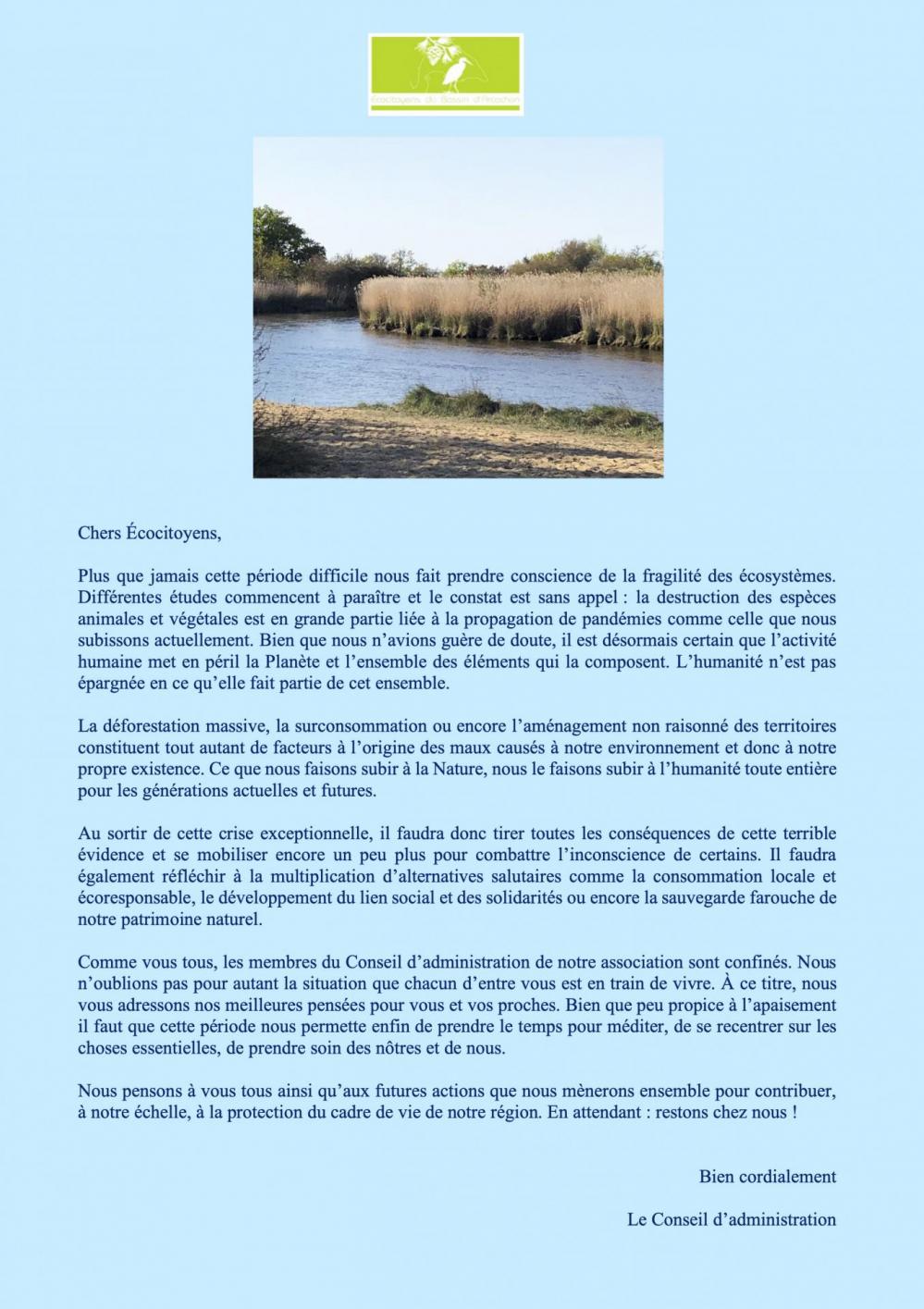 Message soutien et espoir
